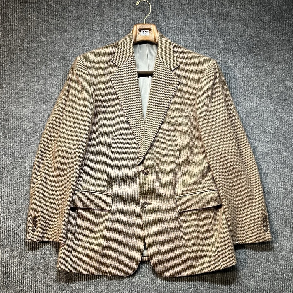 Polo Ralph Lauren Tweed Blazer Jacket Mens Size 40 Reg Brown‎ Made In USA
